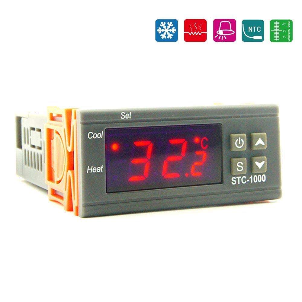 ZJYSM Module STC-1000 110V/220V/12V/24V 10A 2 Relay Output LED Digital Temperature Controller Thermostat Incubator with Sensor Heater and Cooler (Color : DC12V) 2