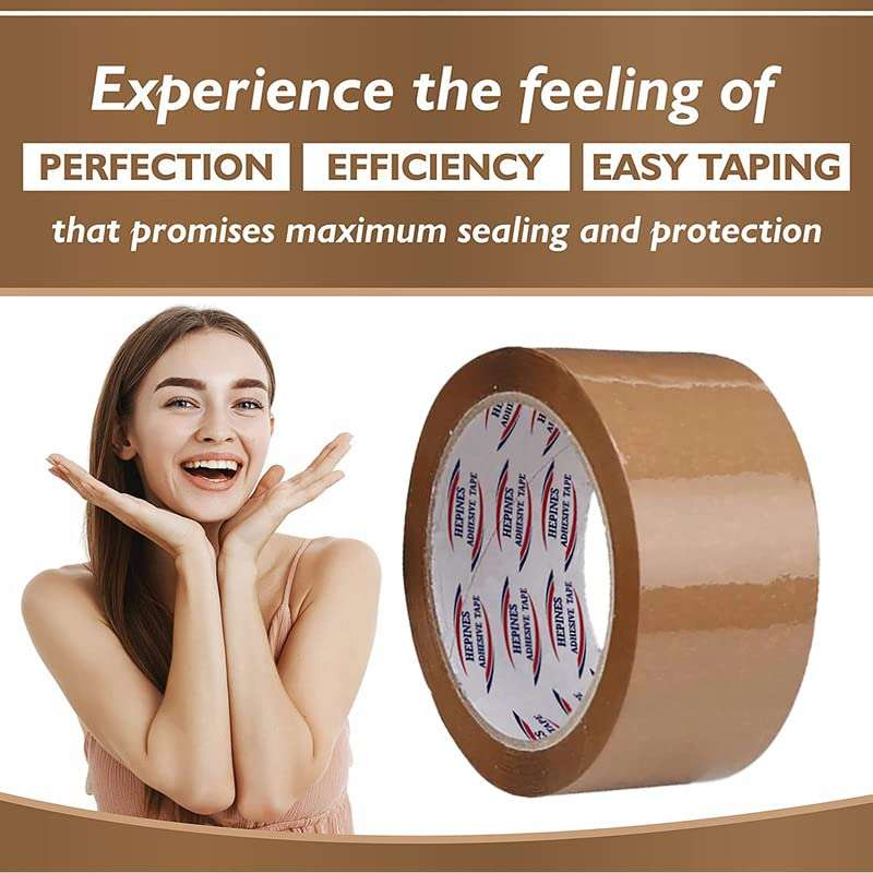 HEPINES 2 Inch 200 Meter, Pack of 2, Brown BOPP tape Self Adhesive High-Strength Packing Tape Rolls, Packaging, Industrial Tape for Home | Brown Cello tape | Office use & box Packing 4