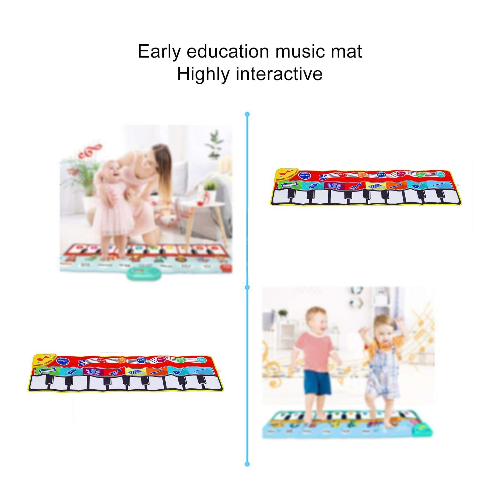 Zerodis Children Musical Keyboard Piano Mat, Electronic Music Play Blanket Dance Floor Mat Early Learning Education Toys for Toddler Boys Girls(110×36cm) 3