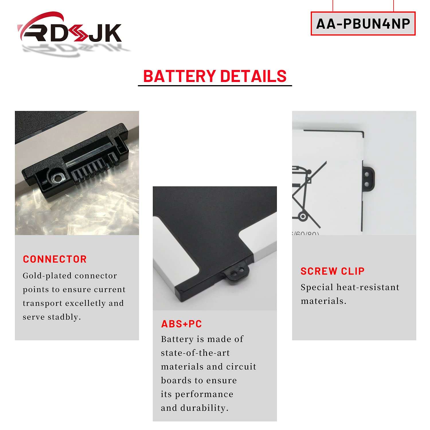 RDSJK AA-PBUN4NP PBUN4NP Laptop Battery for Samsung ATIV Book 9 Pro NP940Z5J NP940Z5L NP940Z5L-X01US NP940Z5L-X03US NP940Z5L-S03US Series AAPBUN4NP BA43-00374A 4ICP6/60/80 15.2V 57Wh 5
