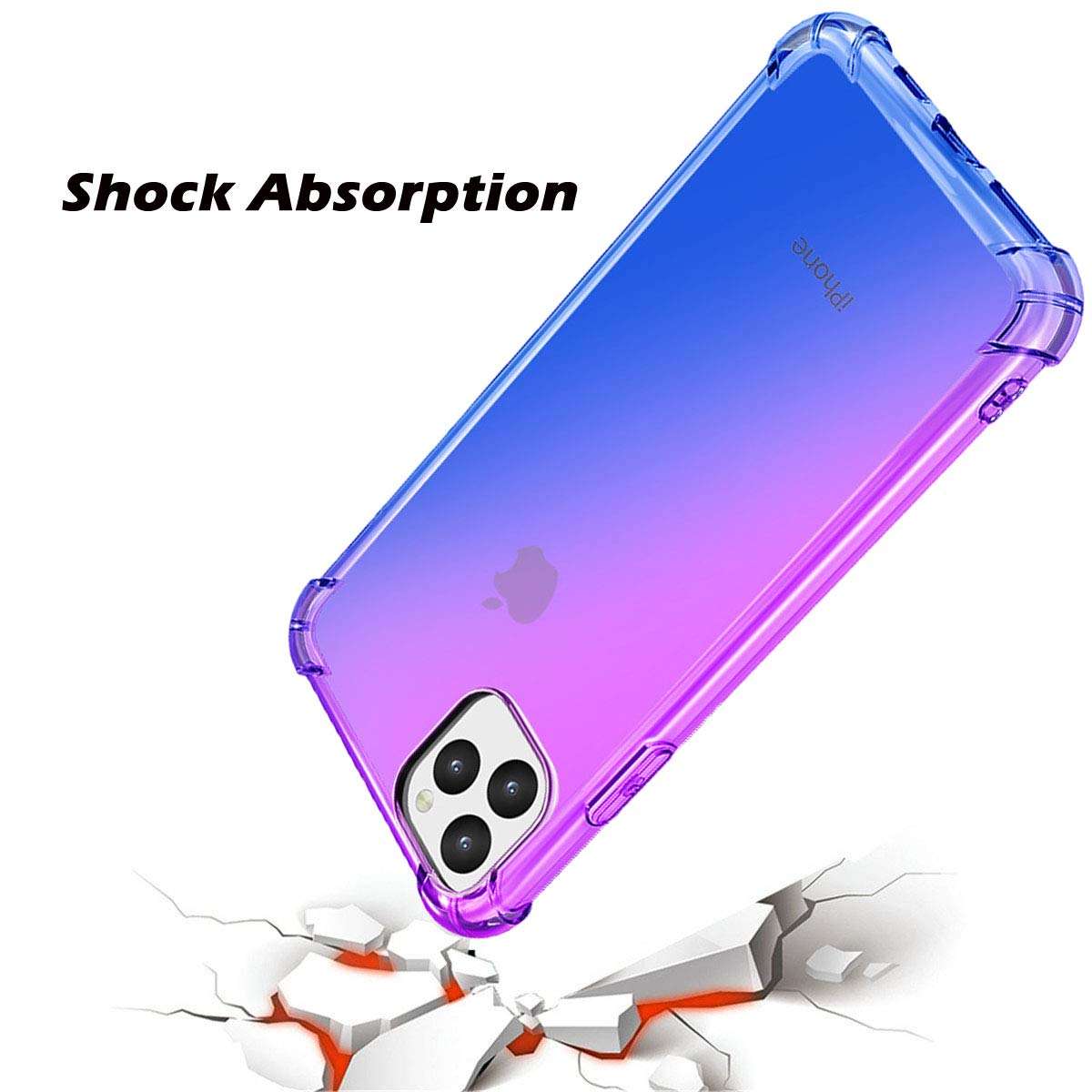 Designed for iPhone 11 6.1 Case Ultra Thin Gradient Rainbow Crystal Clear Soft TPU Silicone Case (Purple&Blue) 3