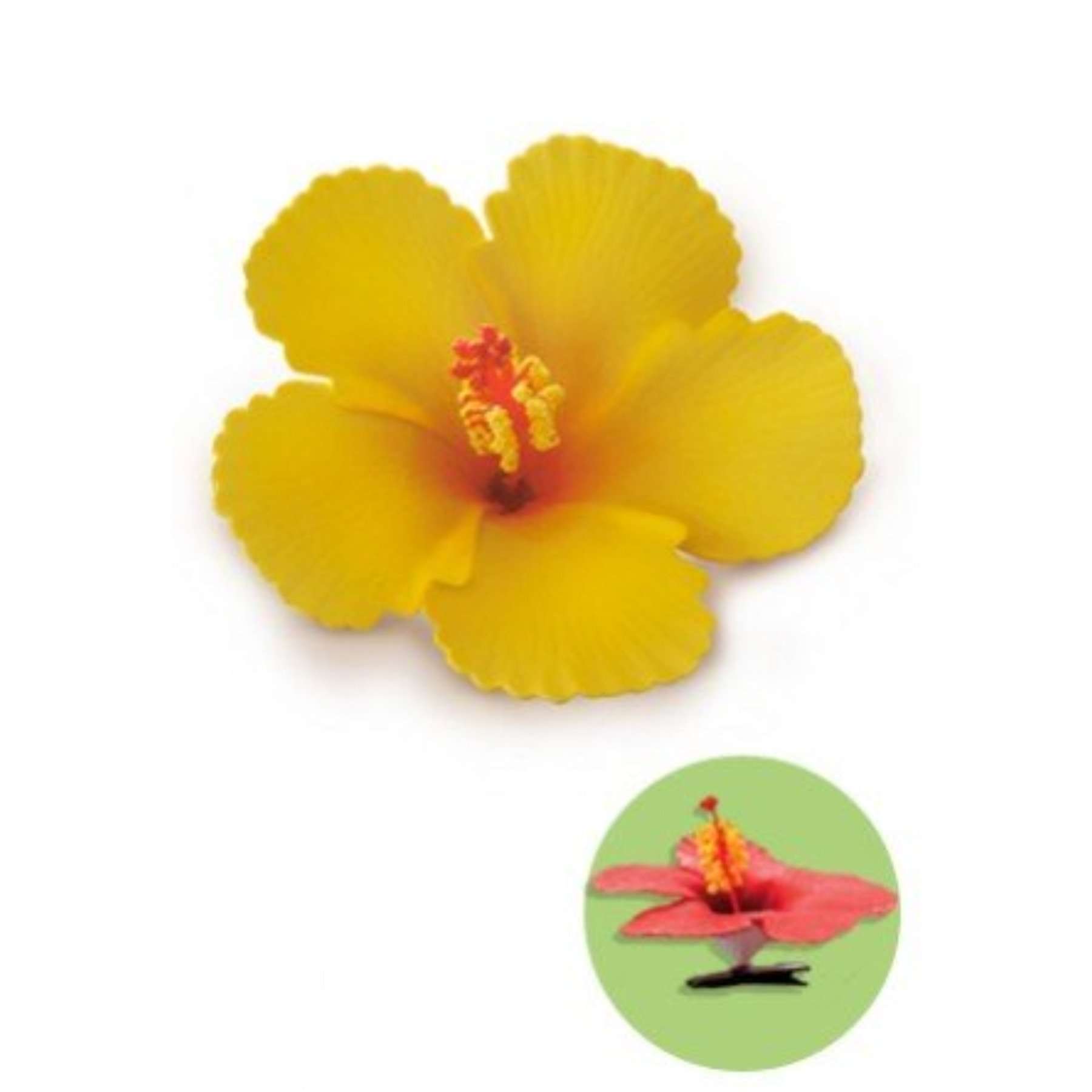 Hibiscus Clip Foam Flower - Yellow 1