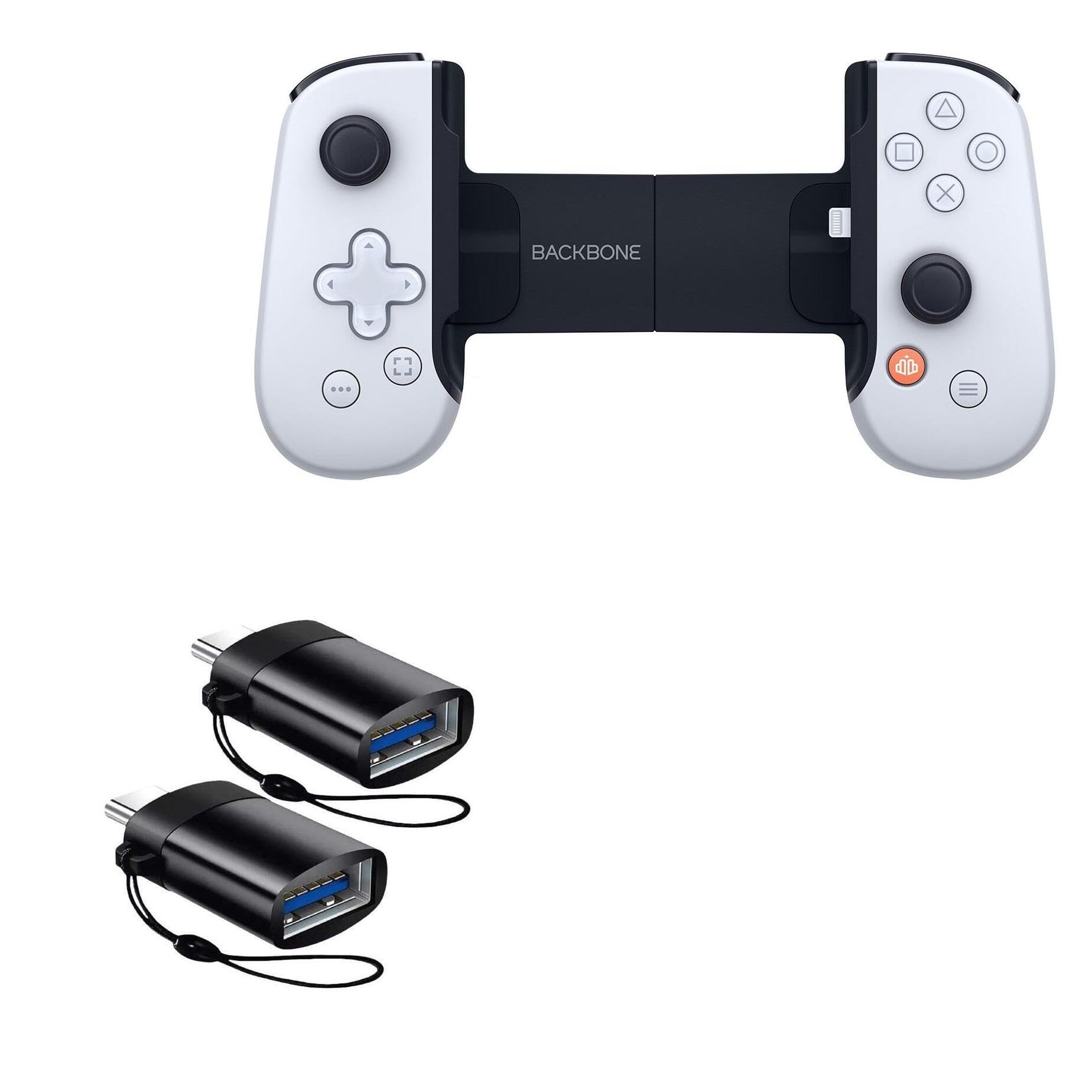 BoxWave Cable Compatible with Backbone One PlayStation Edition (iPhone) - USB-C to A PortChanger (2-Pack), USB Type-C OTG USB Portable Keychain - Slate Black 1