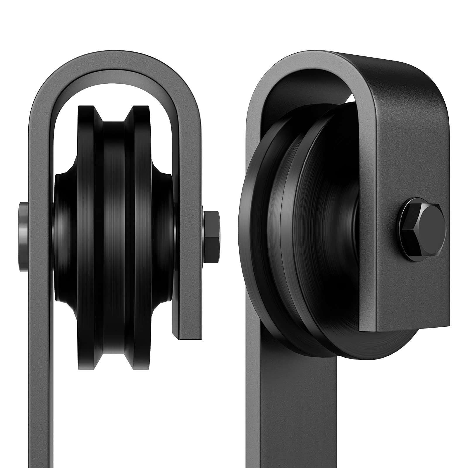 Homlux Sliding Barn Door Hardware Hangers Rollers 2pcs Compatible with All Barn Door - Fit 1 3/8-1 3/4" Thickness Door Panel(Black) 4