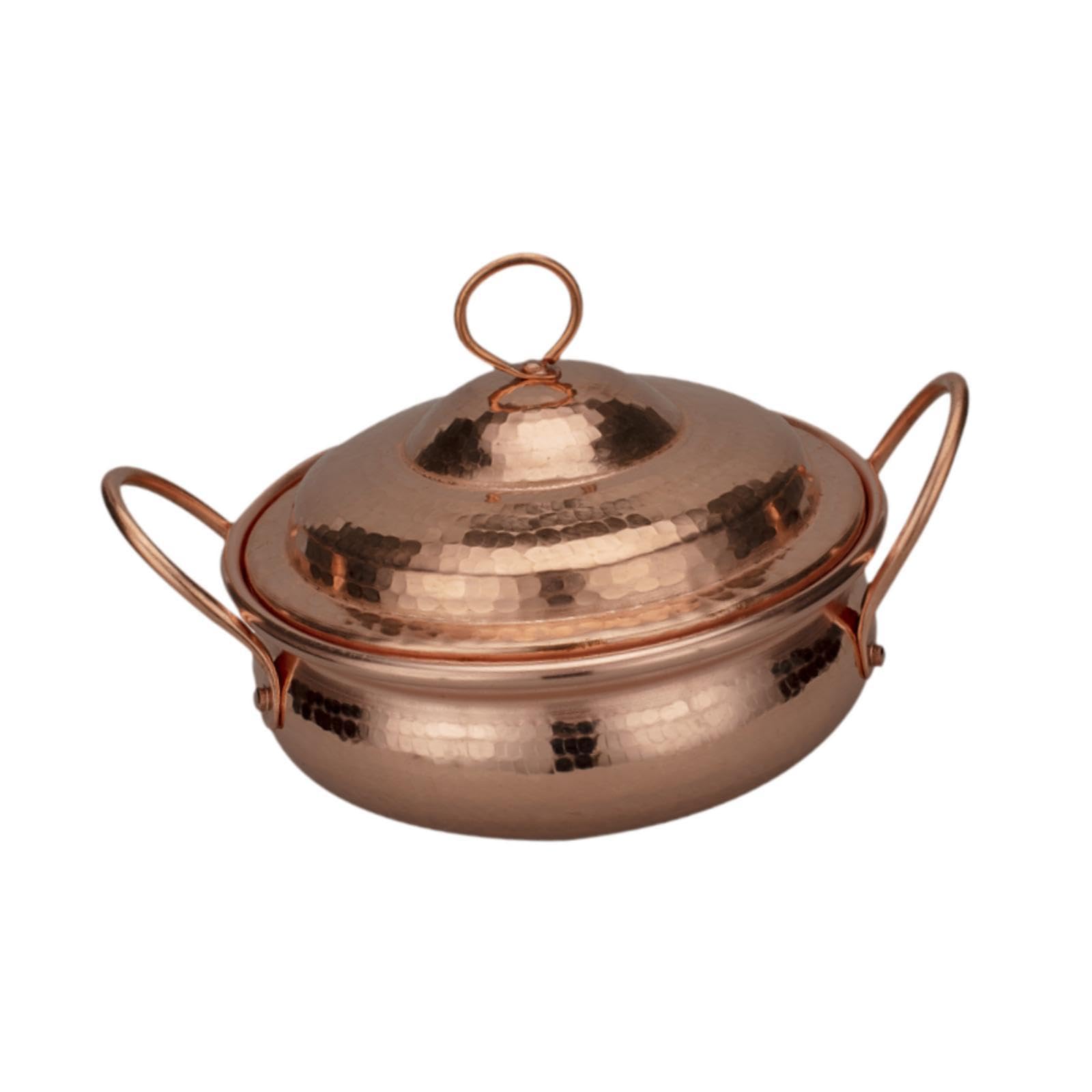 Bothyi Hot Pot Copper Cookware Restaurant Stew Pan with Lid Thickened Saucepan Beautiful Shape Cooking Stockpot Copper Pot, 16cm 1