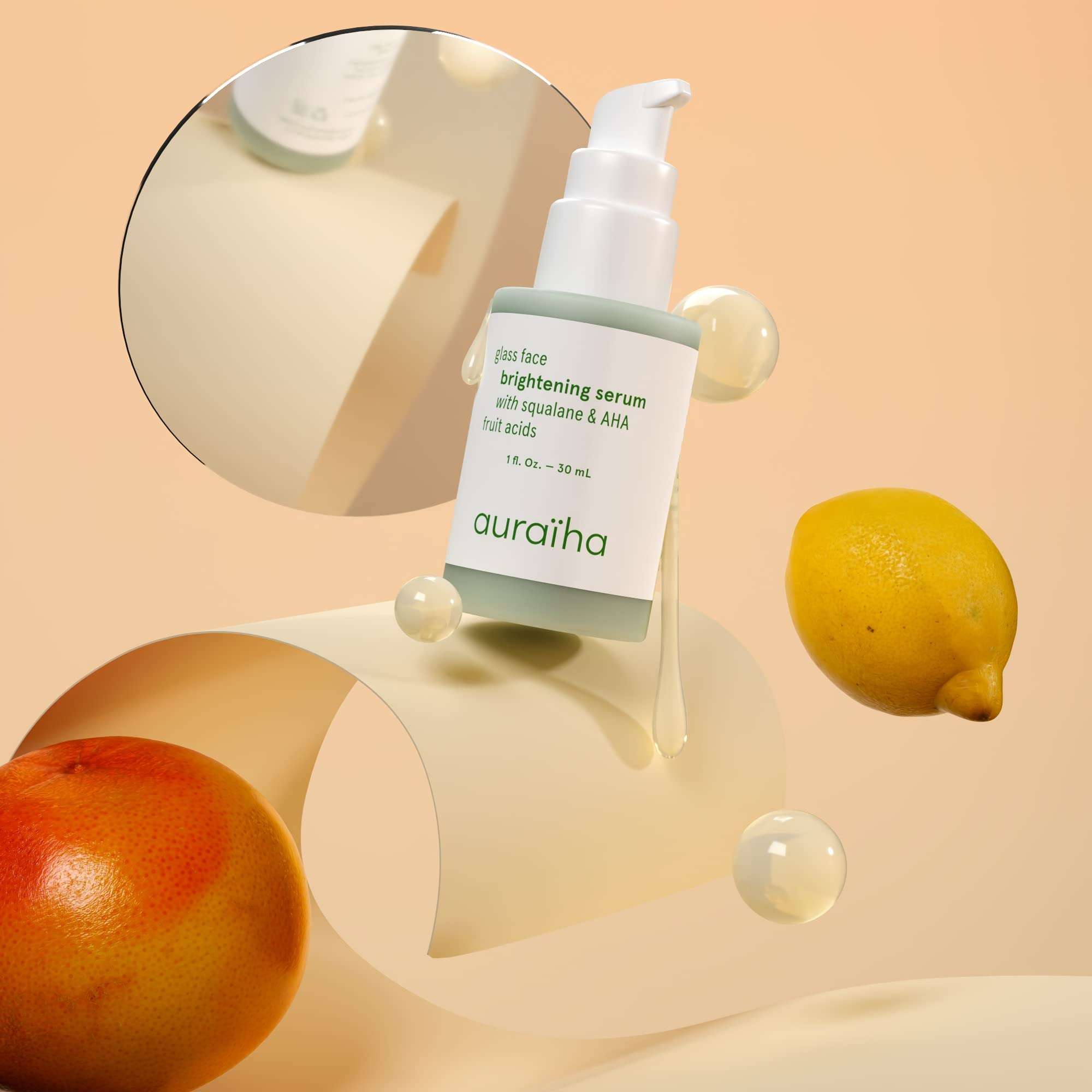 Auraiha Glass Face Brightening Serum - With Squalane and AHA Fruit Acids - Suitable for Sensitive Skin - Vegan, Cruelty-Free, Sustainable - Skincare for a Radiant, Makeup-Free Glow 6