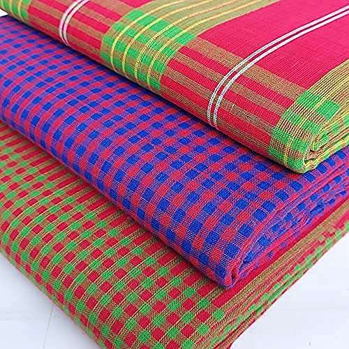 BENGAL ENTERPRISE Gamcha Cotton Bath Towel for Men & Women Large Size Stylish Soft Bengali Towels XXXL Combo Set of 3 6