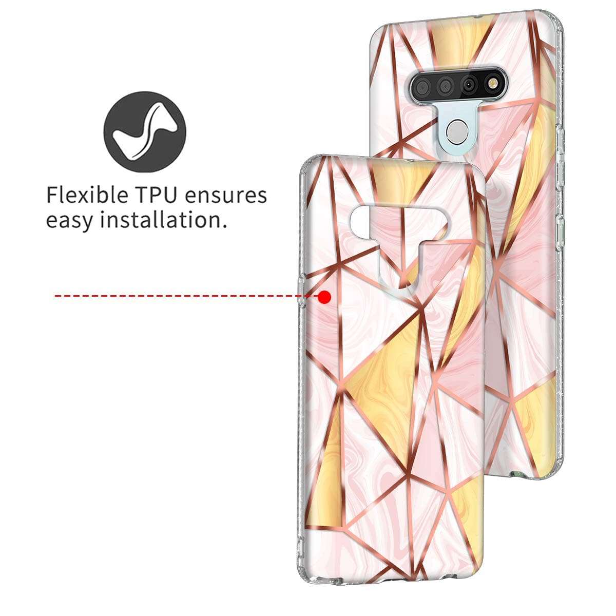 Lamcase for LG Stylo 6 Case Crystal Clear Sparkly Glitter Shiny Soft Flexible TPU Slim Fit Hybrid Drop Protection Tough Rugged Shockproof Cover Case for LG Stylo 6, Glitter Marble/Rose Gold 5