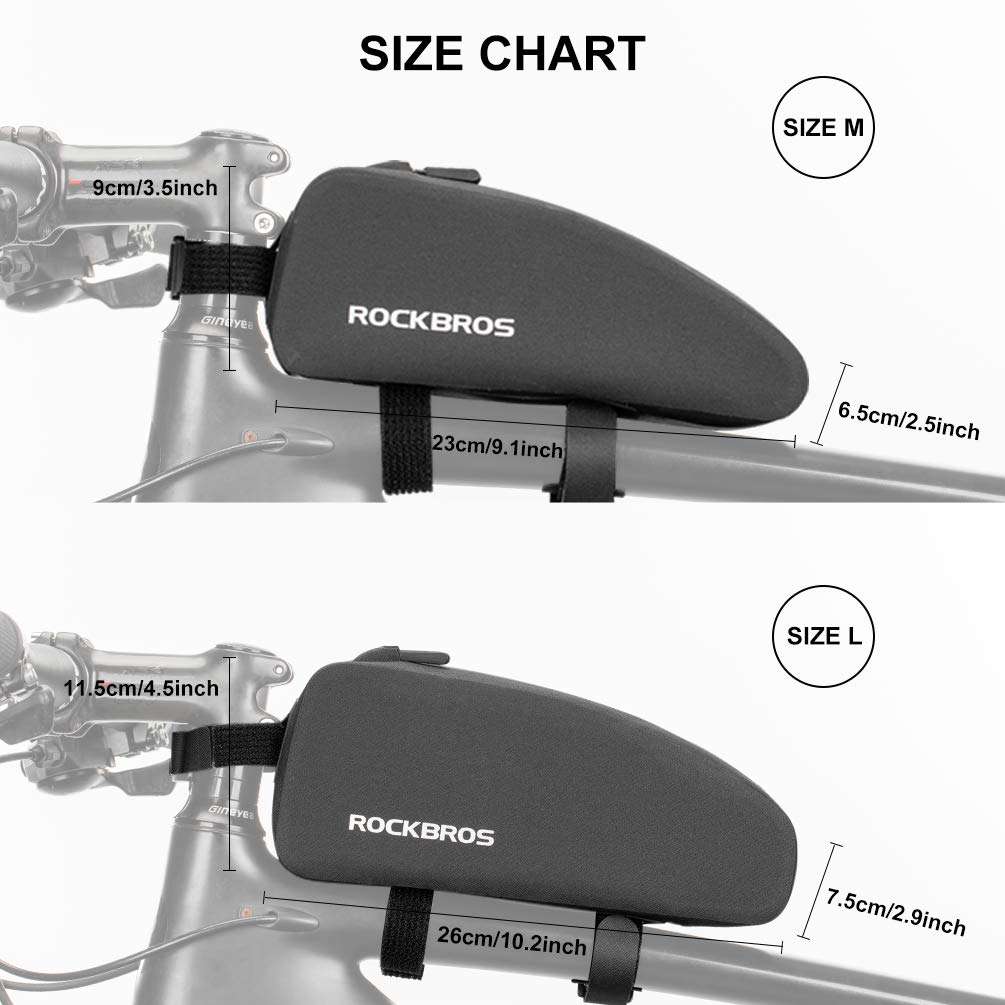 ROCKBROS Bike Bag Top Tube Bike Frame Bag Waterproof Two Zipper Pockets Bike Pouch Top Tube Bike Bags for Bicycles 2