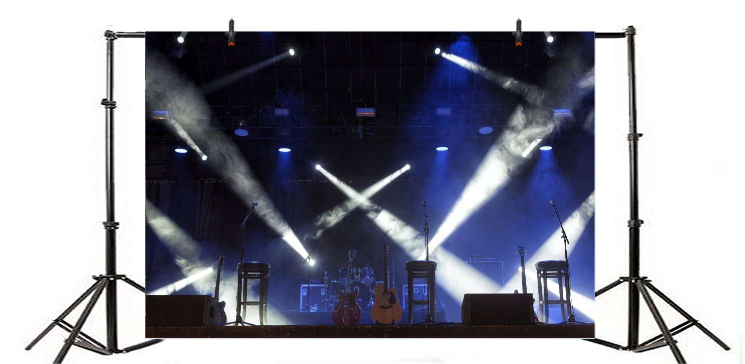 Yeele 10x8ft Band Stage Backdrop Spotlight Nightclub Show Rock Guitar Singing Performance Photography Background Adult Portrait Photo Booth Video Shooting Vinyl Wallpaper Photocall Studio Props 4
