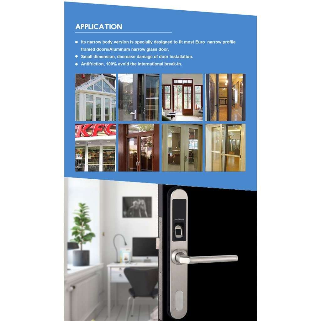 Waterproof Electronic Sliding Door Lock, Keyless Biometric Fingerprint Sliding Hook Door Lock for Wooden or Aluminum Glass Door (Color : B) (B) 5