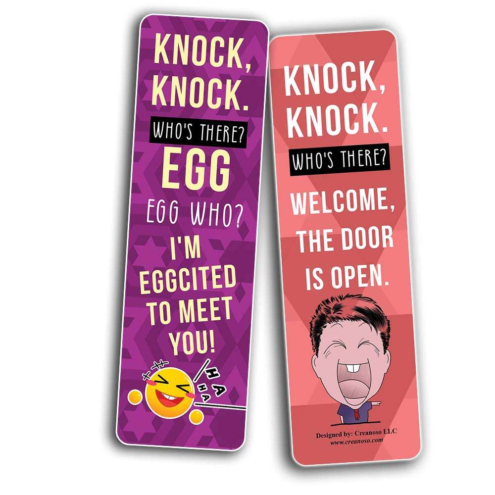 Knock Knock Jokes Bookmarks (60 Pack) - Great Party Favors Card Lot Set – Epic Collection Set Book Page Clippers – Cool Gifts for Children, Boys, Girls 6