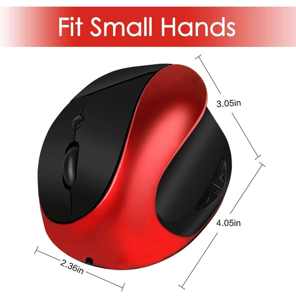 Microware Vertical Mouse Wireless Ergonomic Mouse Rechargeable 2.4G USB Optical Small Vertical Mouse with Adjustable 1000/1200/1600 DPI, 6 Buttons Reduces Hand/Wrist Pain for Laptop Computer 5