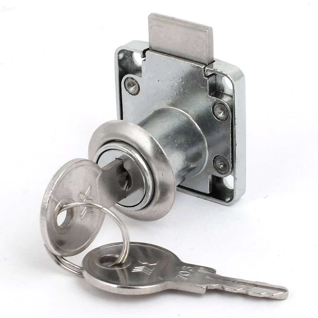 Generic Cabinet Glovebox Drawer Cupboard Metal Cam Lock Locker Silver Tone 3