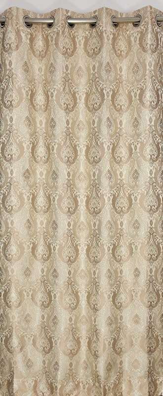 gsd home Premium Heavy Jacquard Fabric Room Darkening Elegance Dmass Design Curtains 6 Feet for Window, Beige, 3 Pieces 4