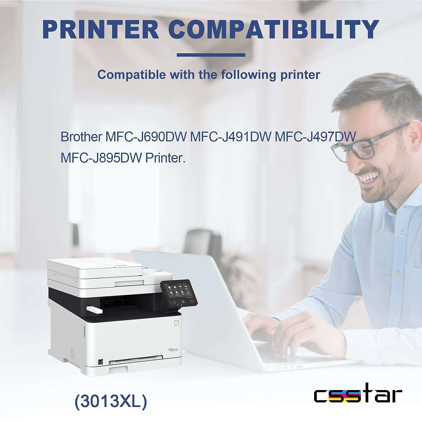 CSSTAR Compatible Ink Cartridges Replacement for Brother LC3013 LC3011 XL Work with MFC-J491DW MFC-J497DW MFC-J690DW MFC-J895DW Printer - 1 Black, 1 Cyan, 1 Magenta, 1 Yellow, Total 4-Pack 3