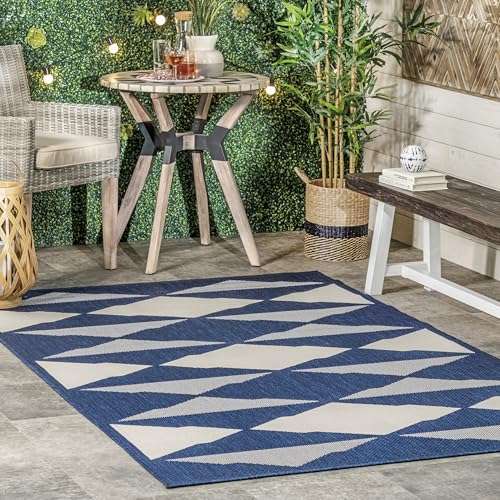 nuLOOM 4' x 6' Outdoor Performance Area Rug, Stain Resistant, Weather Resistant, High Traffic, Patio, Balcony, Outside, Marin Brown 1