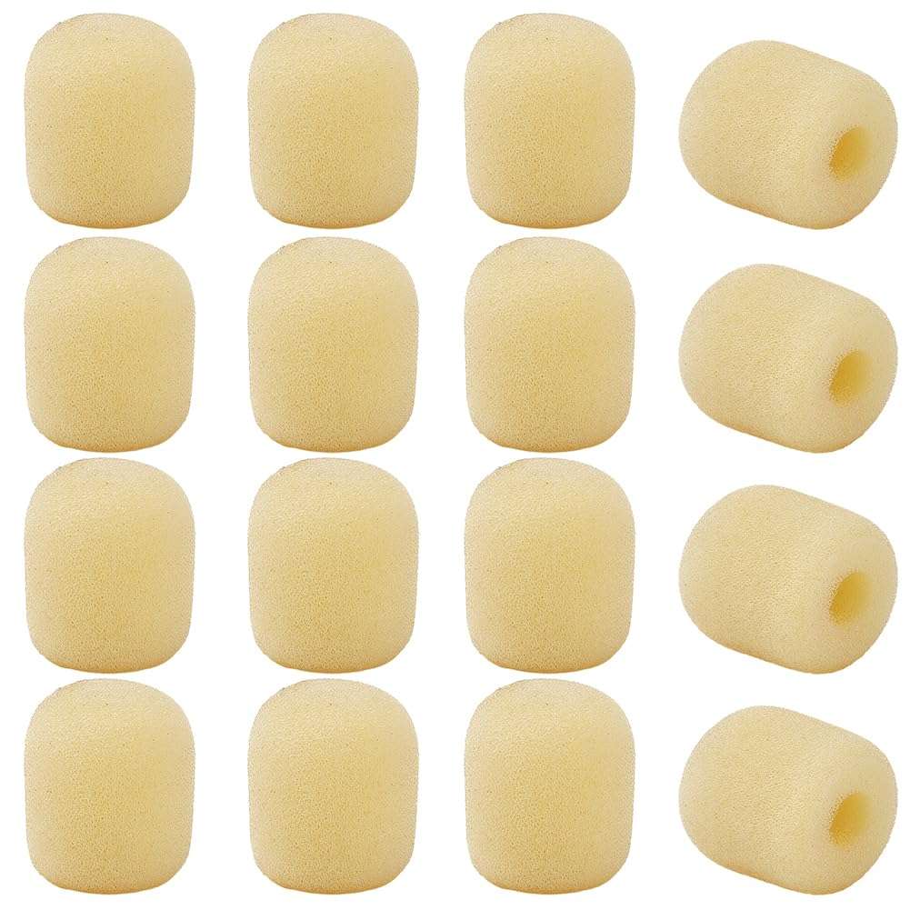 CREATCABIN 20Pcs Headset Mic Covers Foam Microphone Wind Cover Small Mini Sponge Antique White Oval Soft Foam Mike Windscreen Lapel Shield Protective Sleeves for Variety Headset Microphone DIY Making 1