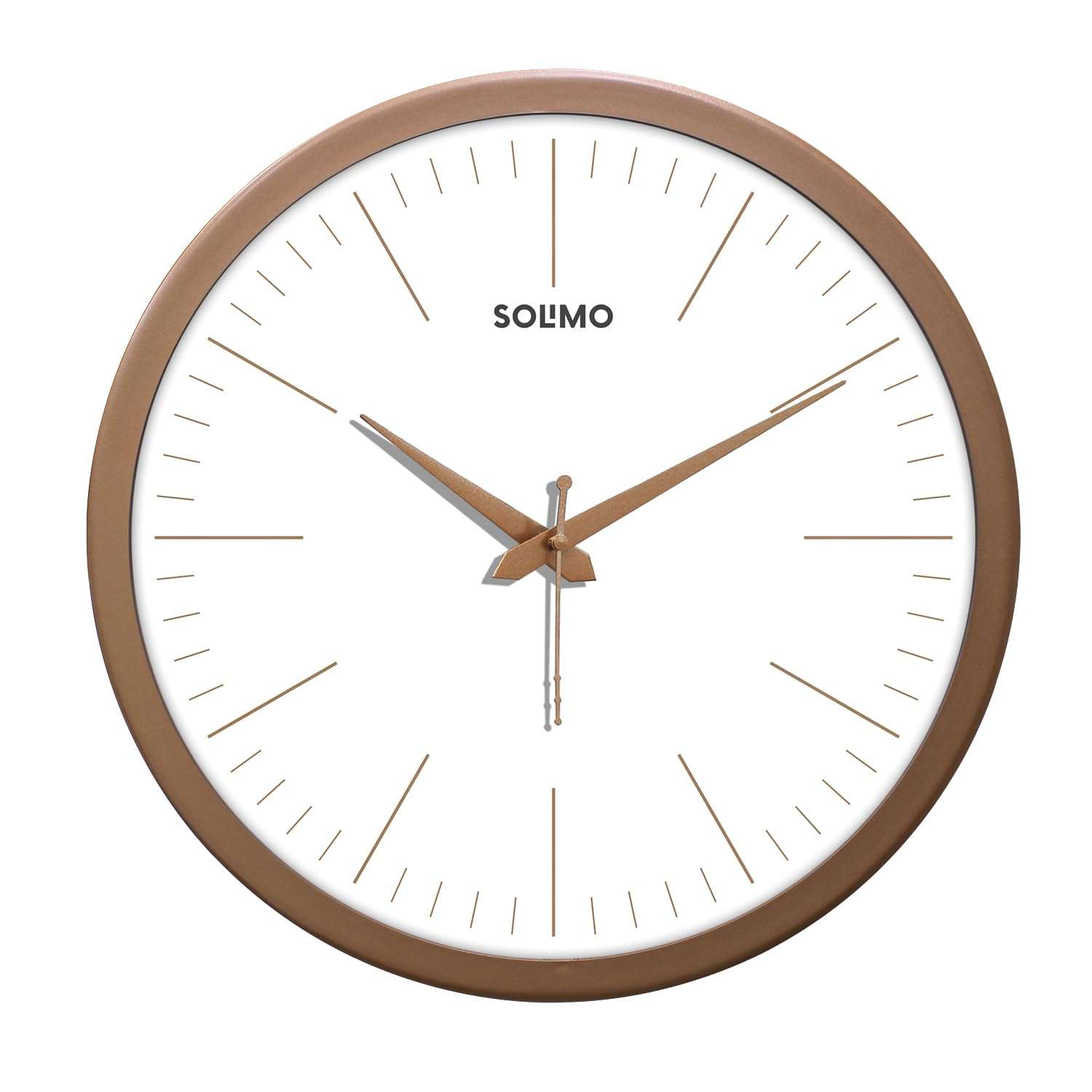 Amazon Brand - Solimo Elegant Metallic Analog Wall Clock, Silent Sweep, Slim Line Time Indicator (12 Inches, Copper Frame) 1