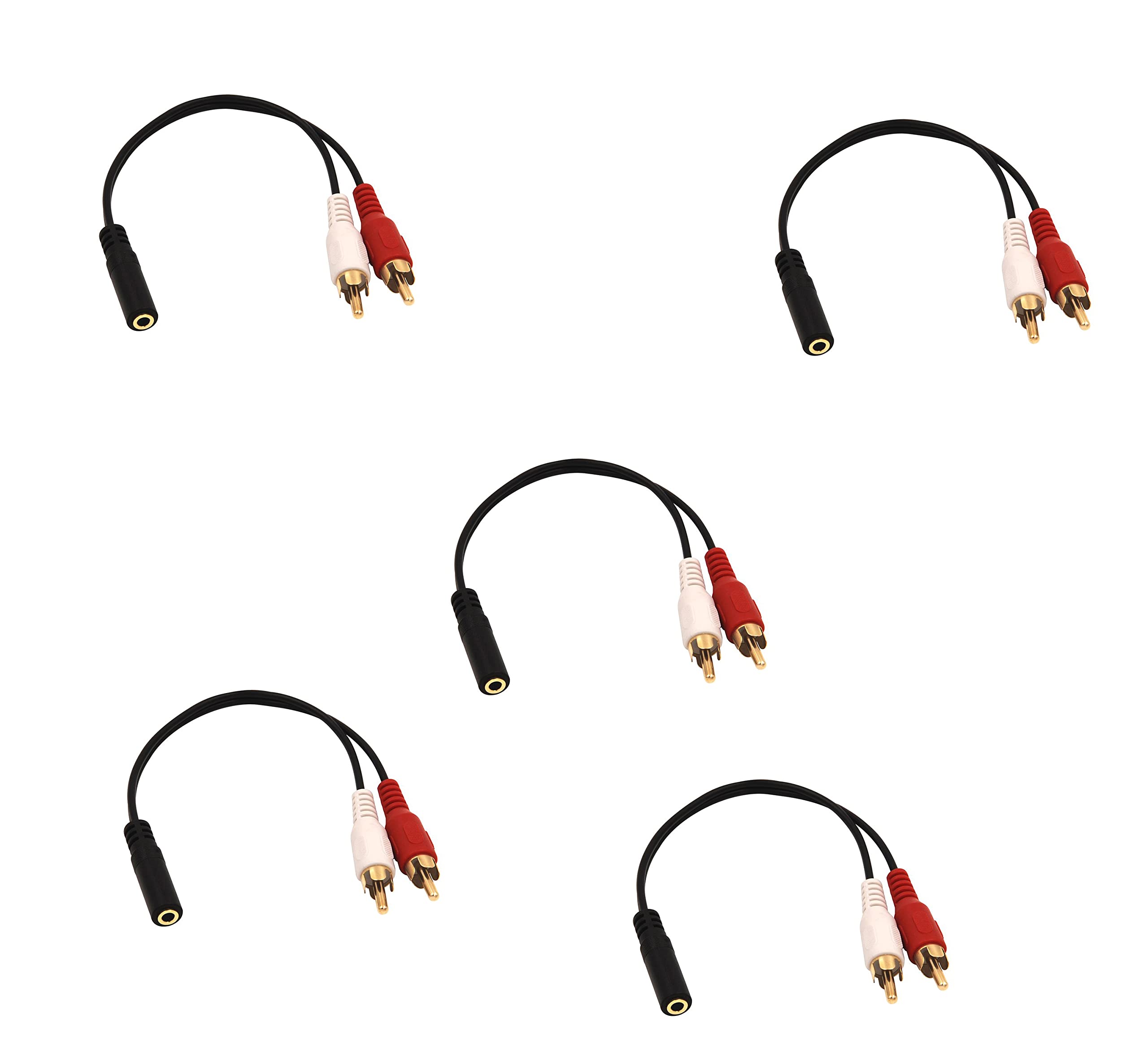 C & E 0.6 m RCA Stereo Audio Extension Cable RCA female to 2 RCA Male PACK OF-5