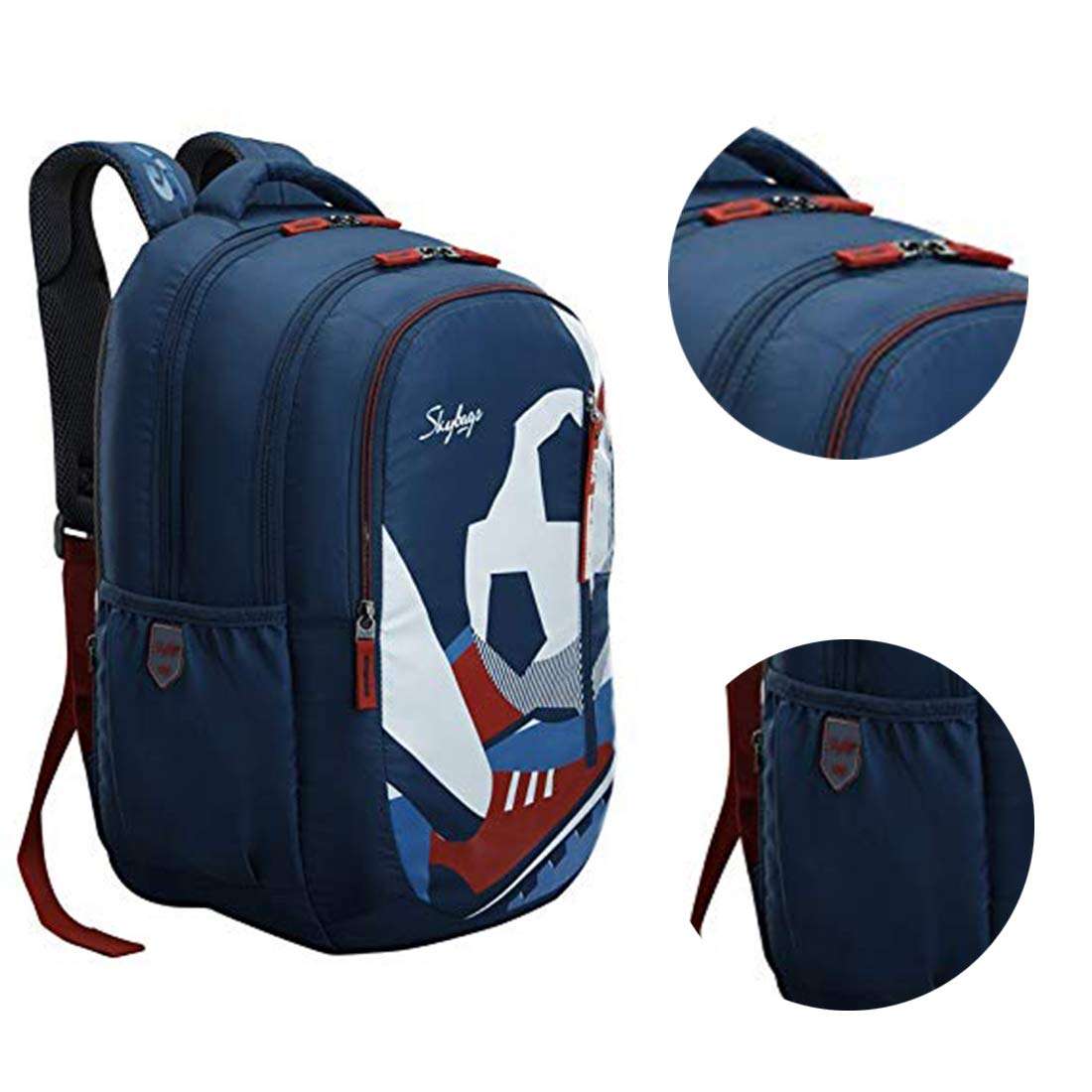 MaBelle ASTRO PLUS 05 SKYBAG Trendy Design 34L School/College Bag Combo with 1 Single Line Spiral Binding 200 Pages Notebook & 5 Register (108 Pages),-01 Set/Secret Pocket, Blue 3