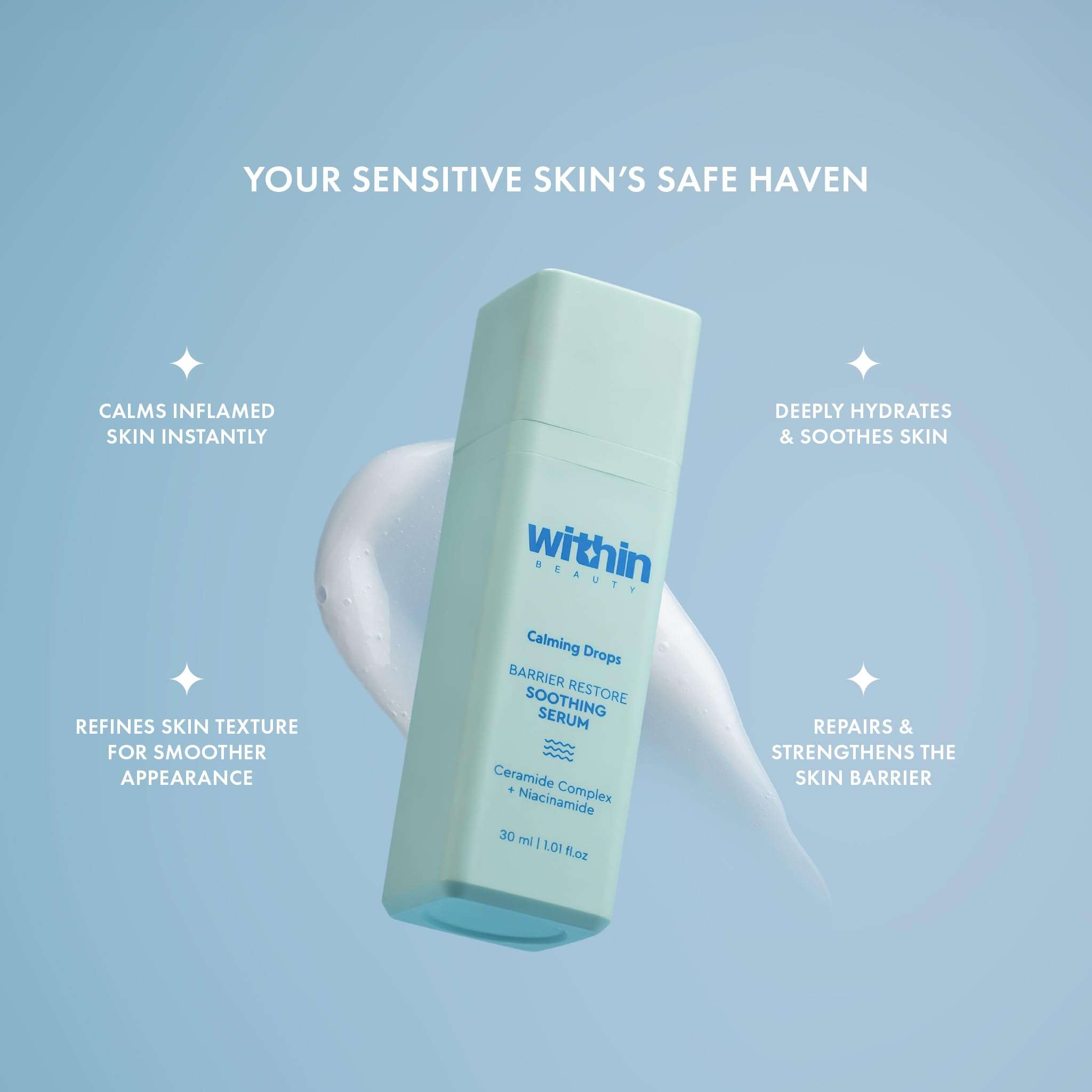Within Beauty Calming Drops Barrier Build Soothing Serum | Niacinamide Serum For for Acne Prone, Combination, Oily & Sensitive Skin | Quick Absorbing | Face Serum For Acne & Dark Spots | 30ml 3