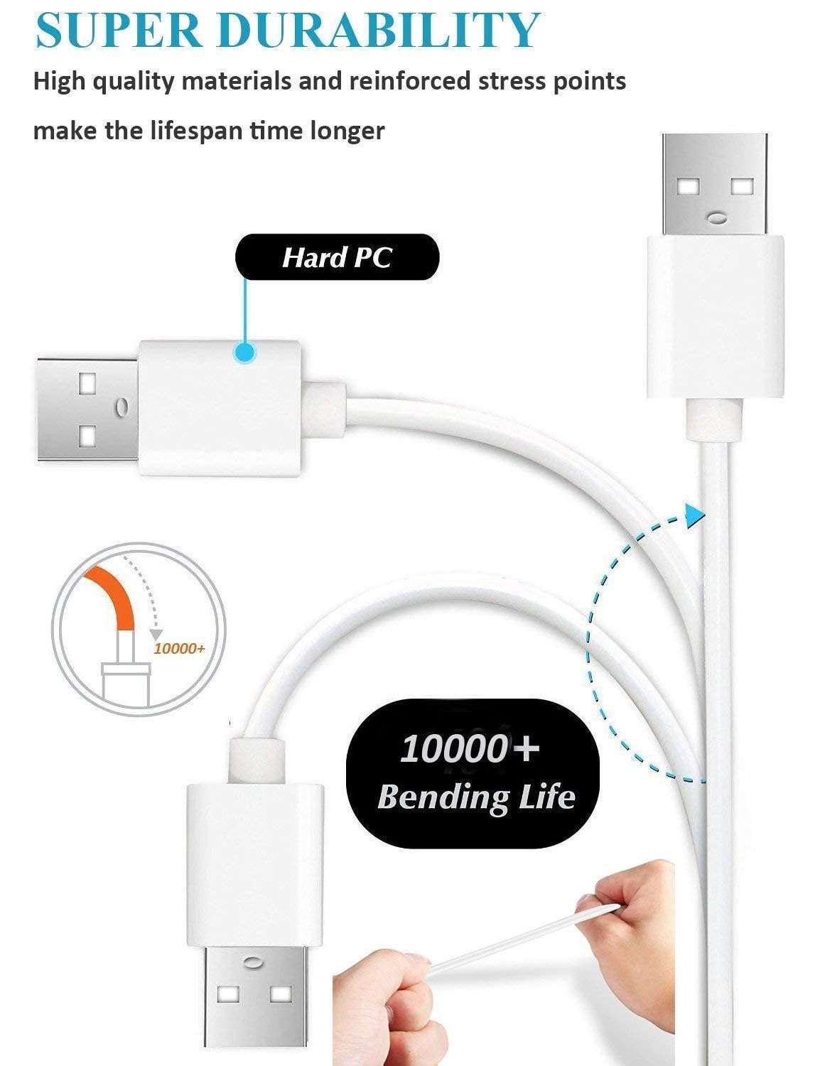 Charging & Data USB Cable For Android, iOS Phones, tablets, power banks, bluetooth speakers, camera Original USB Cable | Micro USB Data Cable | Sync Quick Fast Charging Cable | Charger Cable | Android V8 Cable (3.5 Amp, 1 Meter, White) 5