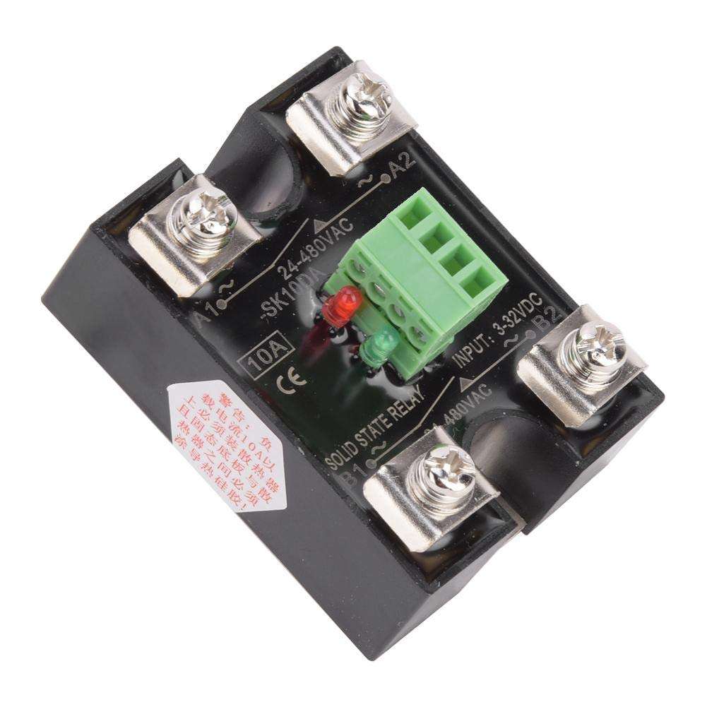Red + Green DC Control AC Relay Dual DC Control Dual AC Solid State Relay Thermostat Current Control Voltage Controller Temperature Controller(10A(BERM-SK10DA)) 2