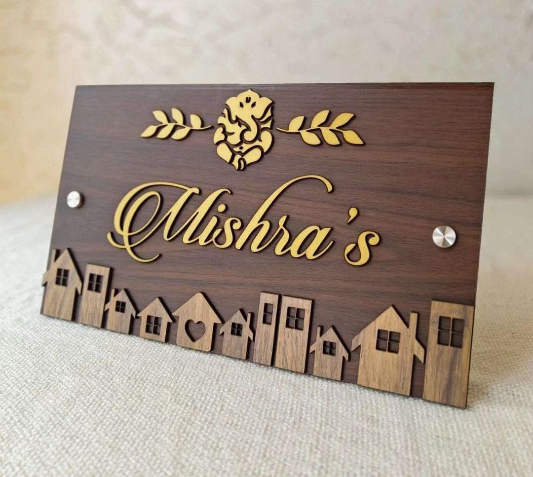 Bright Wood Craft Customizable Decorative MDF Wood + Acrylic Couple Name Plate - Personalized Home Decor for Lasting Impressions | Indoor And Outdoor Board Decorative Items -Brown 14X10-DN-5 5