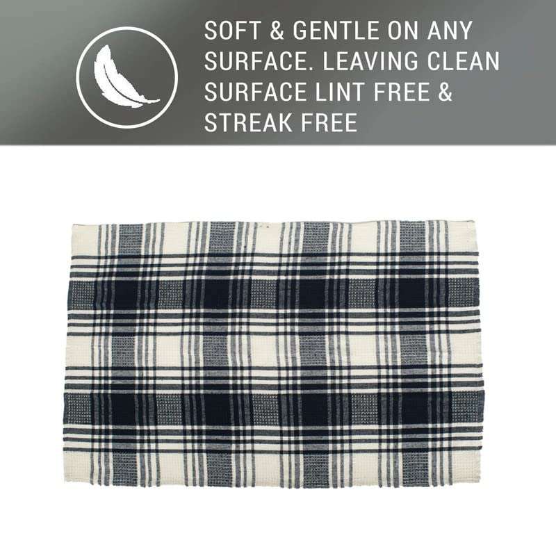 Rise n Shine Tea Kitchen Utensils Dish Cleaning Towel Cloth Napkin 260 GSM High Absorbant Machine Washable Reusable Multipurpose Superior Cotton 45cm x 70 cm Pack of 2(White & Black) 3