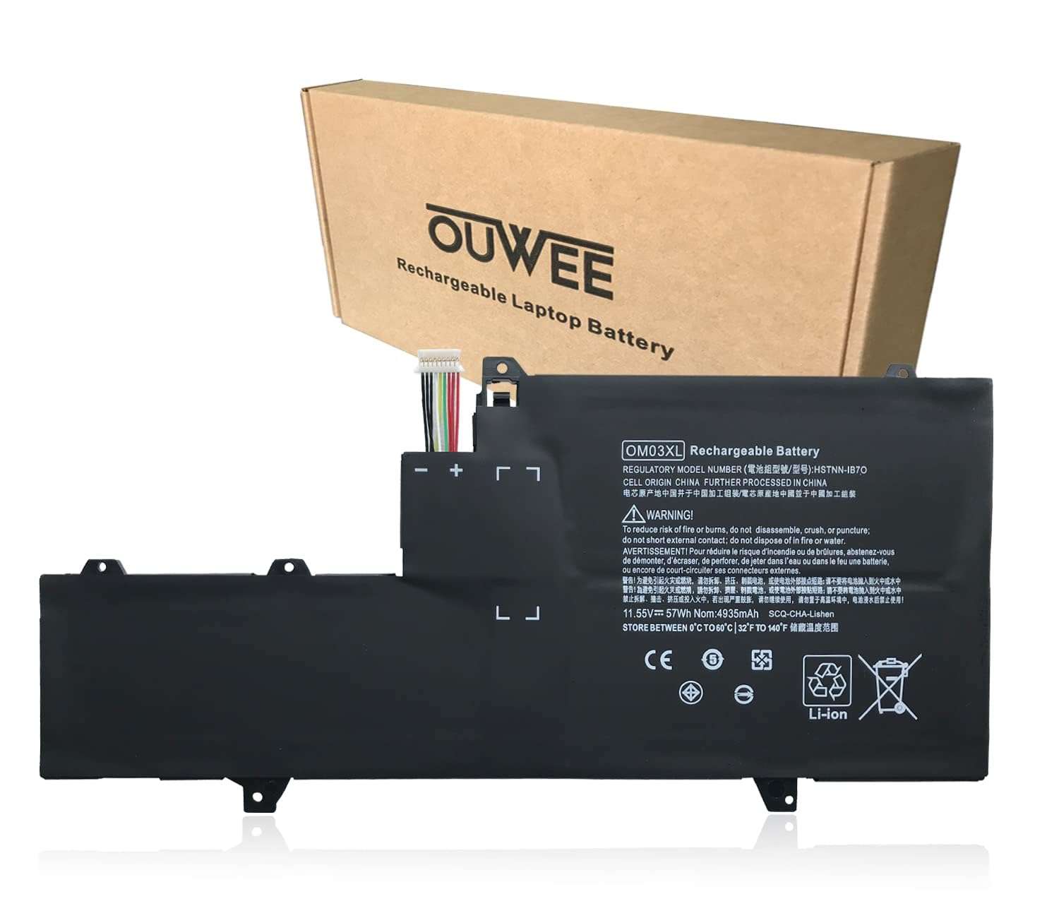 OUWEE OM03XL Laptop Battery Compatible with HP EliteBook x360 1030 G2 Series 863167-1B1 863280-855 HSN-I04C HSTNN-IB70 HSTNN-IB7O 11.55V 57Wh 4935mAh（Shape-A） 1