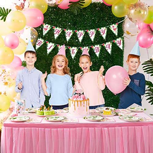 WERNNSAI 50PCS 9'' Flamingo Plates - Hawaiian Luau Tropical Themed Party Supplies Disposable Paper Tableware Dinner Plates for Birthday Summer Pool Beach Picnic Party 6