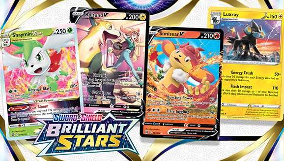 TOYZIEZ Sword & Shield Brilliant Stars Booster Packs, Premium Collectible Card Game Booster Packs - 4 Packs, Each with 8 Paper Cards (8 Booster Cards- 64 Cards) 6