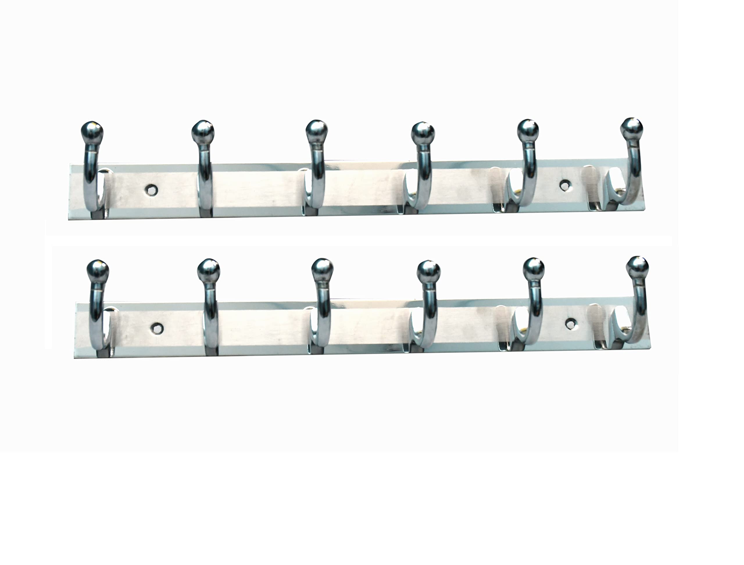 GHAR DWAR Ghardwar Stainless Steel (Pack of 3) Cloth Hook 6 Pin Bathroom Cloth Hanger Robe Wall Door Hooks Rail for Hanging Keys,Clothes,Towel Steel Hook 3