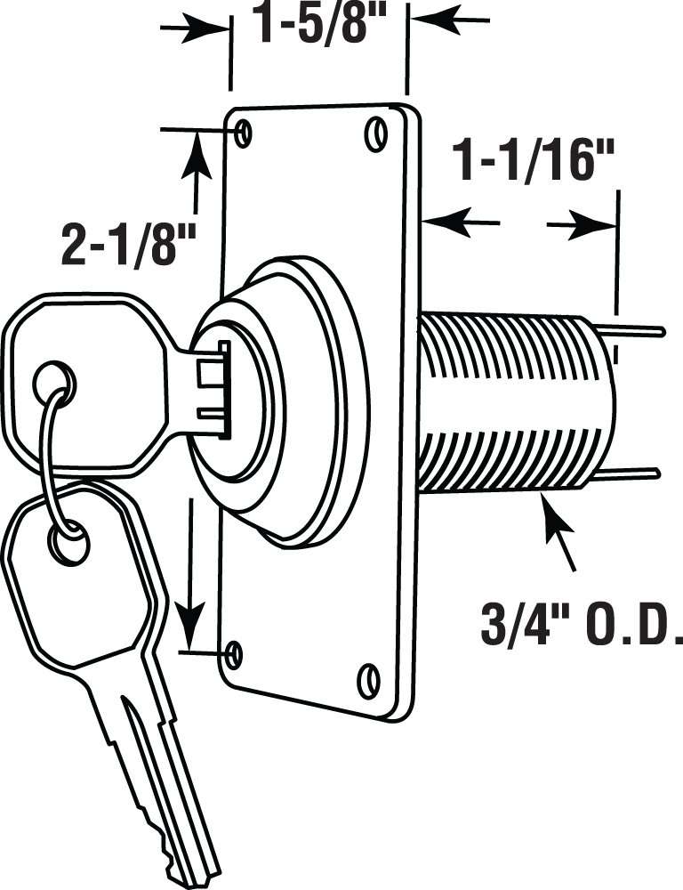 Prime-Line GD 52142 Electric Key Switch, 3/4 In. Outside Diameter, Hardwired (Single Pack) 2