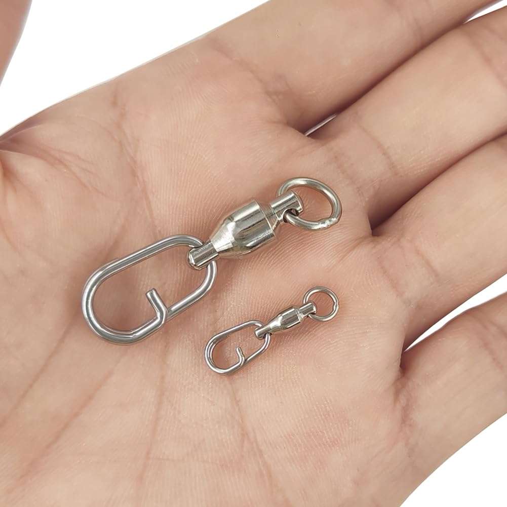 unclesportinfof 25/50pcs Ball Bearing Swivel Fishing Stainless Split Ring Fish Hooks Connectors for Saltwater 7LB-132LB (8454, 3#-0.98"/61LB-25PCS) 6