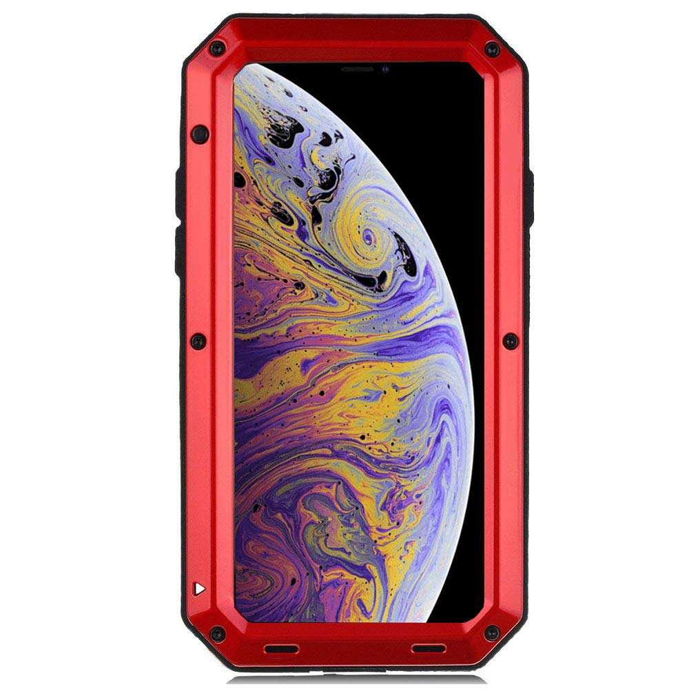 CarterLily iPhone XR Case, Full Body Shockproof Dustproof Waterproof Aluminum Alloy Metal Gorilla Glass Cover Case for Apple iPhone XR 6.1 inch (Red) 1