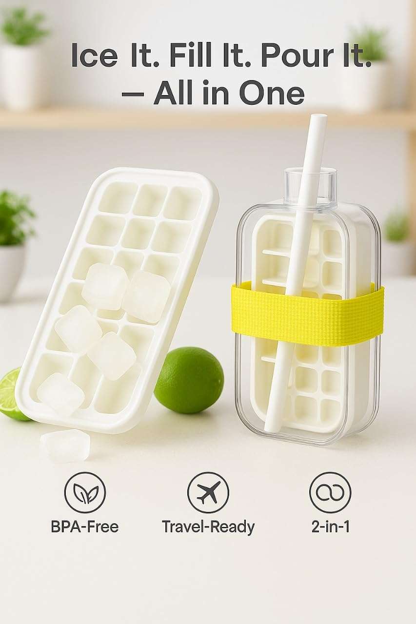 WanderWrap 2-in-1 Ice Cube Water Bottle – Leak Proof Reusable Bottle with Built-in Ice cube Tray | BPA-Free Silicone & Plastic Ice Cube Maker Bottle | Portable Sports, Travel, Gym, Office Hydration 6
