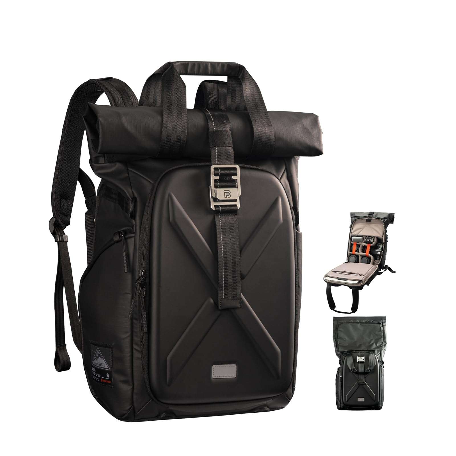 Besnfoto Hardshell Camera Backpack,DSLR SLR Mirrorless Camera Bag Waterproof with 15.6'' Laptop Compartment Tripod Holder Photography Camera Case Compatible for Canon/Nikon/Sony/Drone 1