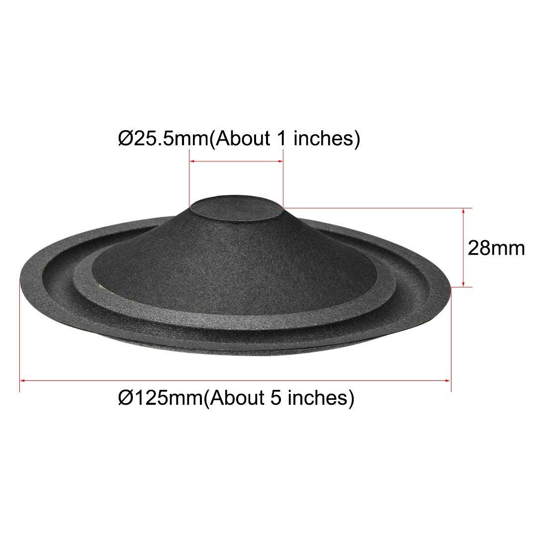uxcell 5" Paper Speaker Cone Subwoofer Cones Drum Paper 1" Voice Coil Diameter with Foam Surround Black 3