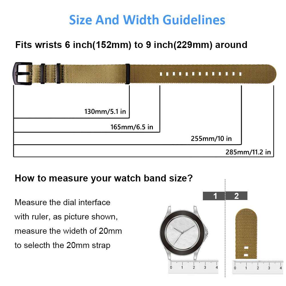 Ritche NATO Watch Strap with Heavy Buckle 18mm 20mm 22mm Seat Belt Nylon Watch Bands for Men Women 5