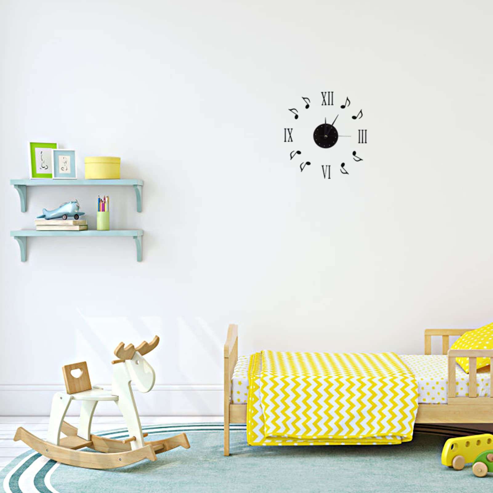 GYZOUKA Musical Note Wall Clock Music Note Musical Theme Wall Clock Decor with CD Dial Plate and 3D Roman Numerals for Home Decor 3