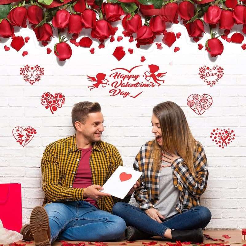 Devasya Crafts 19 Pack Valentine's Day Stencils Love Heart Stencils Reusable Template Stencils for Valentines Painting Gift Envelopes Crafts Photo Album for Women Card Decoration Valentine Day Party 6