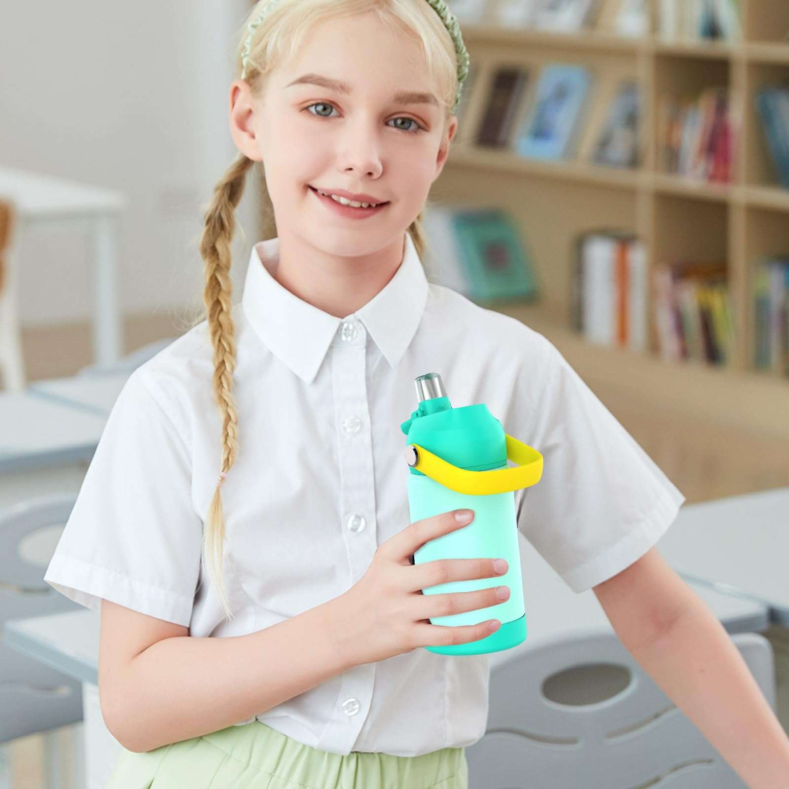 Kiocko Kids Insulated Water Bottle with Straw,12oz Toddler Cups with Stainless Steel Leak Proof for School Boys Girls（Orange-Mix） 6