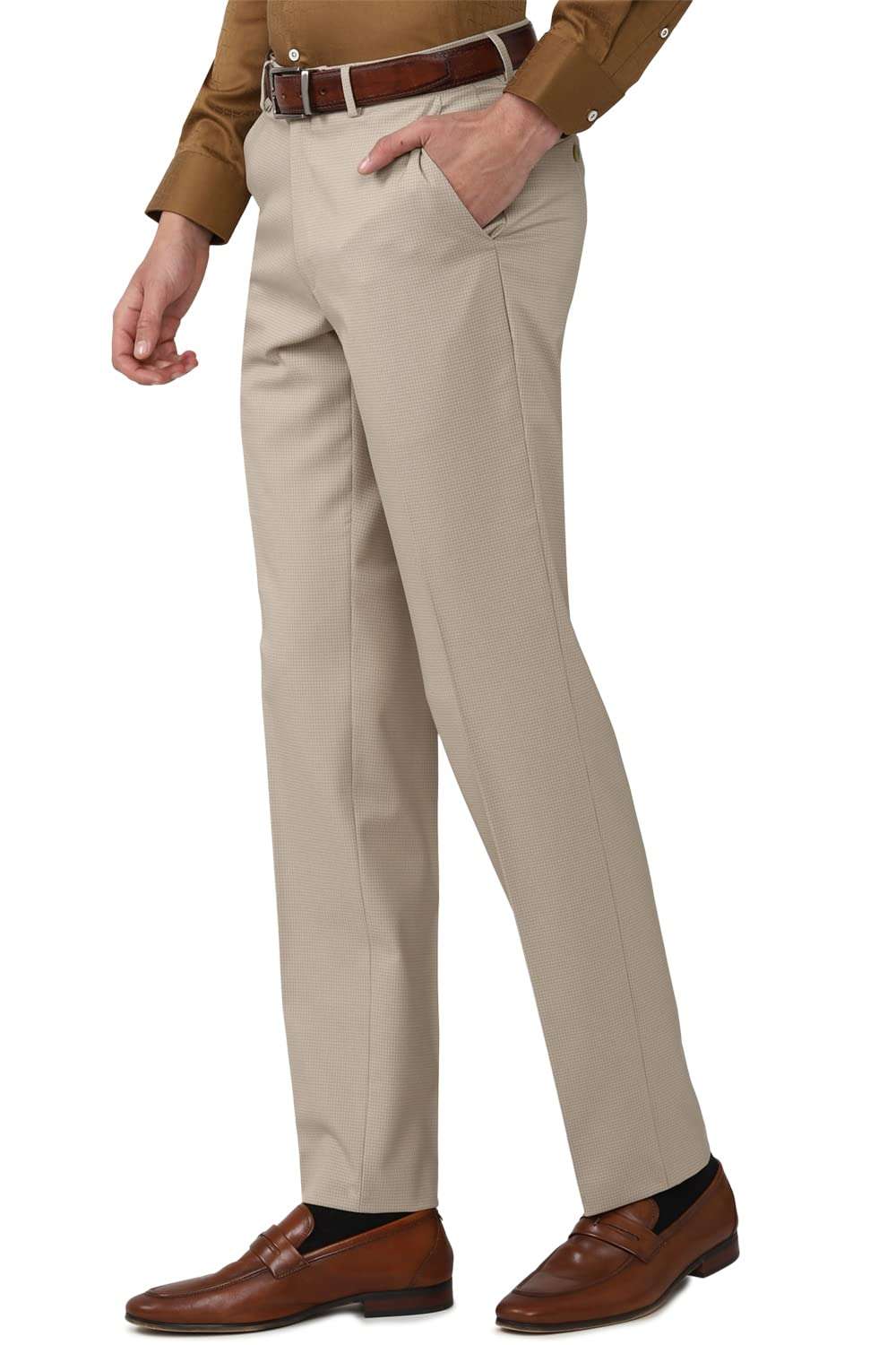 Van Heusen Men's Slim Formal Trousers (VHTFFSLB304261_Nude_36) 2