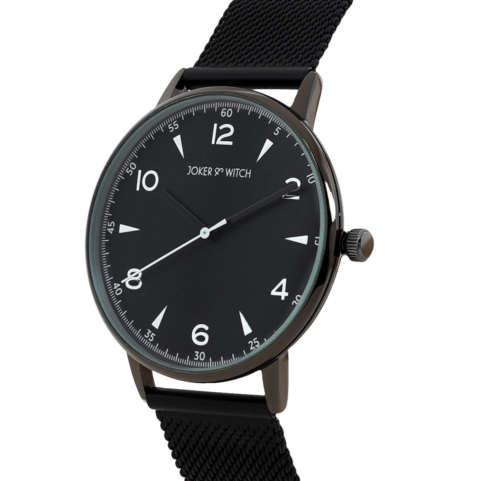 Joker & Witch Stainless Steel Hector All Black Dial Men Analogue Watch Bracelet Stack, Black Band 3