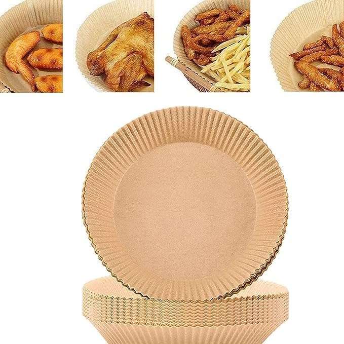 ARASHRA Baking Paper & Cooking Paper Tray Round Air Fryer | Oven & Microwave Safe | Non-Stick | Food Safe | Butter Paper Plate | Parchment Paper for Baking Cake, Fries 1