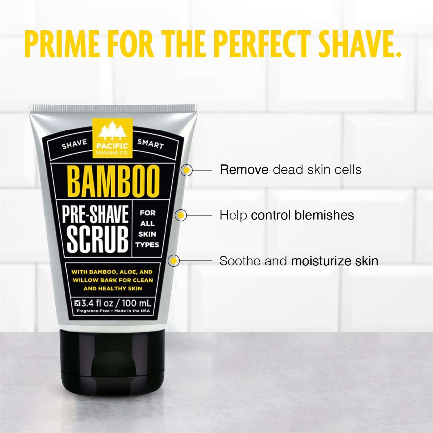 Pacific Shaving Company Bamboo Pre-Shave Scrub - Exfoliating Face Scrub & Cleanser - Daily Face Wash for Men with Aloe Vera & Willow Bark Extract - Soothes, Moisturizes & Controls Blemishes (2 Pack) 3