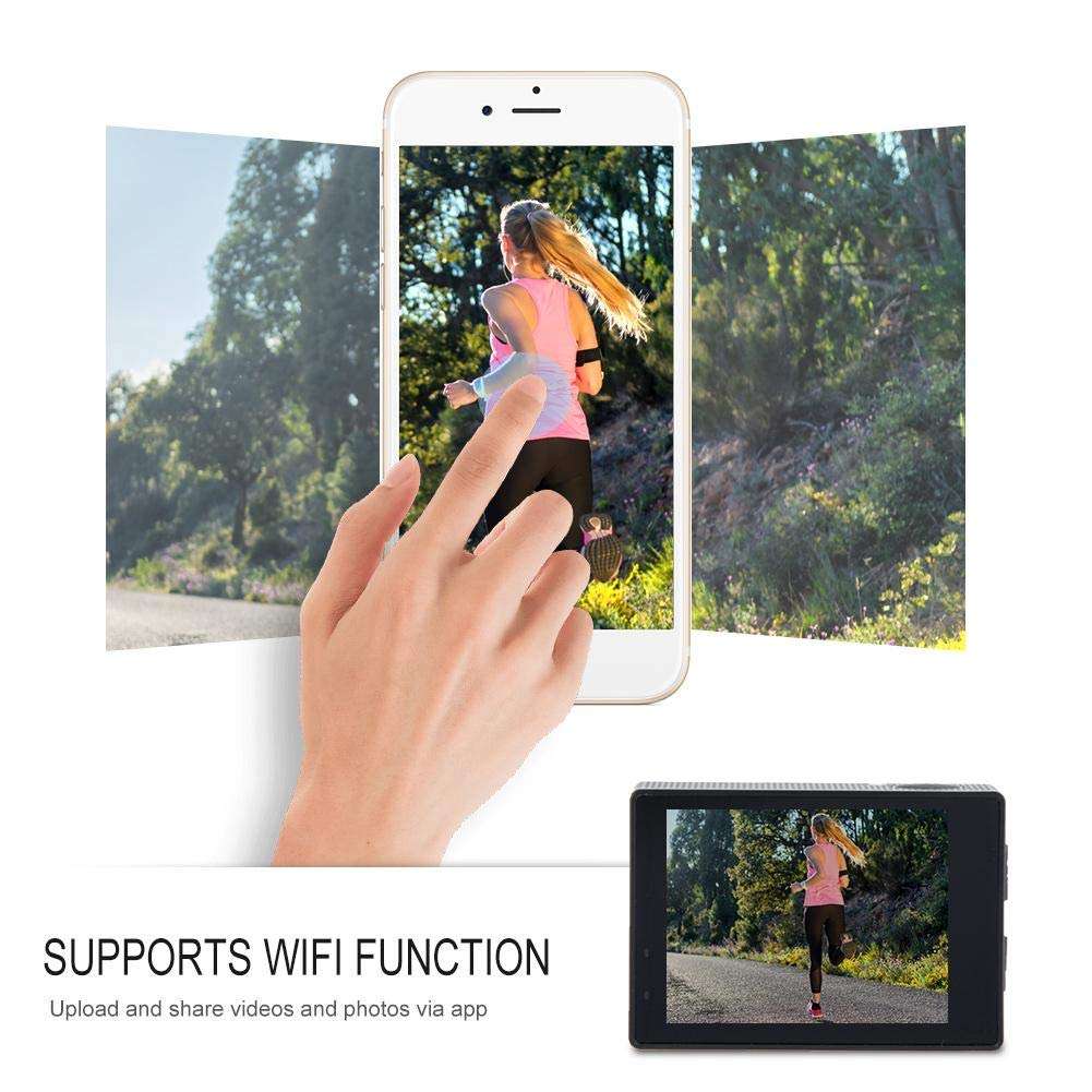 2.0 Inch Action Camera WiFi Underwater Photography Cameras of 30M Depth with 140° Wide Angle Lens Support 32g Memory Card for Climbing, Diving, Cycling, etc. 6