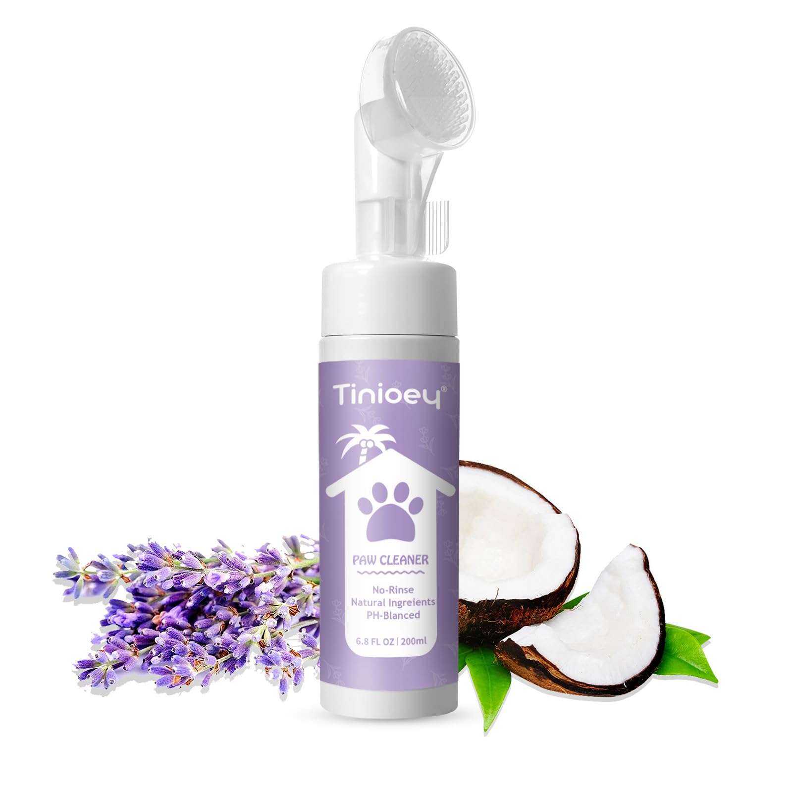 Clean Paws Foaming Cleanser for Dogs and Cats (6.8 oz) | No-Rinse Dandelion Lavender Paw Brush and Scrubber (1pcs) 1
